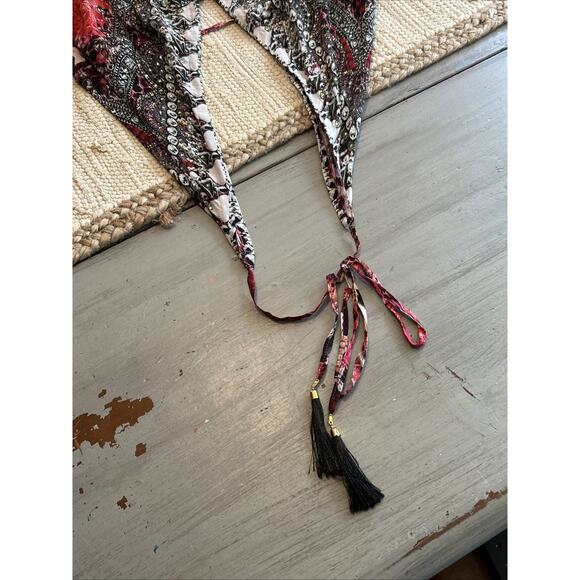 Asa Kaftans Pink Snake Print Kimono Robe Halter Dress w/ Scarf One Size Set - Picture 10 of 16